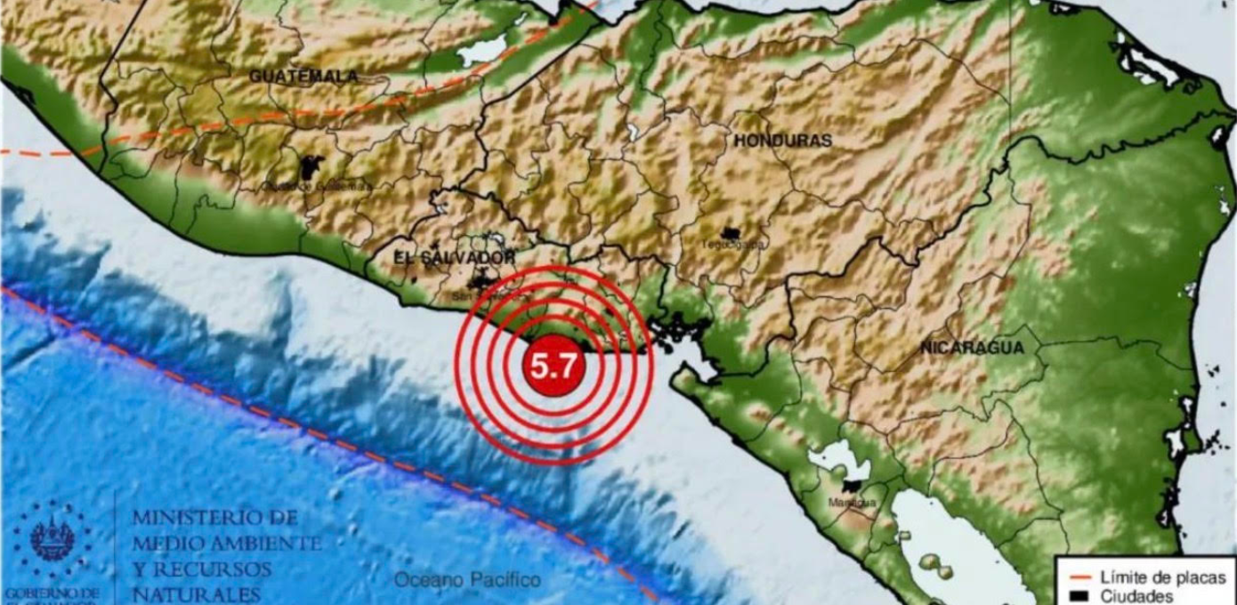 Tembló en El Salvador: Sismo de magnitud 5,7 sacude la costa de Usulután